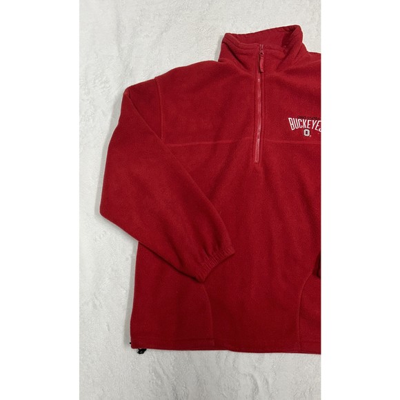 Vintage Ohio State Buckeyes Embroidered Red 1/4 Zip Fleece Pullover Size Large - Picture 2 of 10